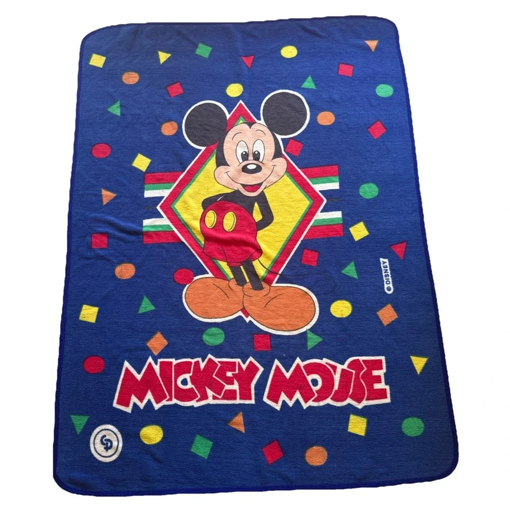 VTG Mickey Mouse‎ Throw Blanket Bedspread 90s Disney Classic Biederlack? 80x60